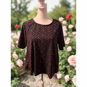 ONLY Womens Floral Ditsy Tunic Blouse Navy Blue Orange Short Sleeve 40